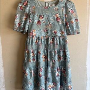 Us Angels Blue Floral Lace Dress
